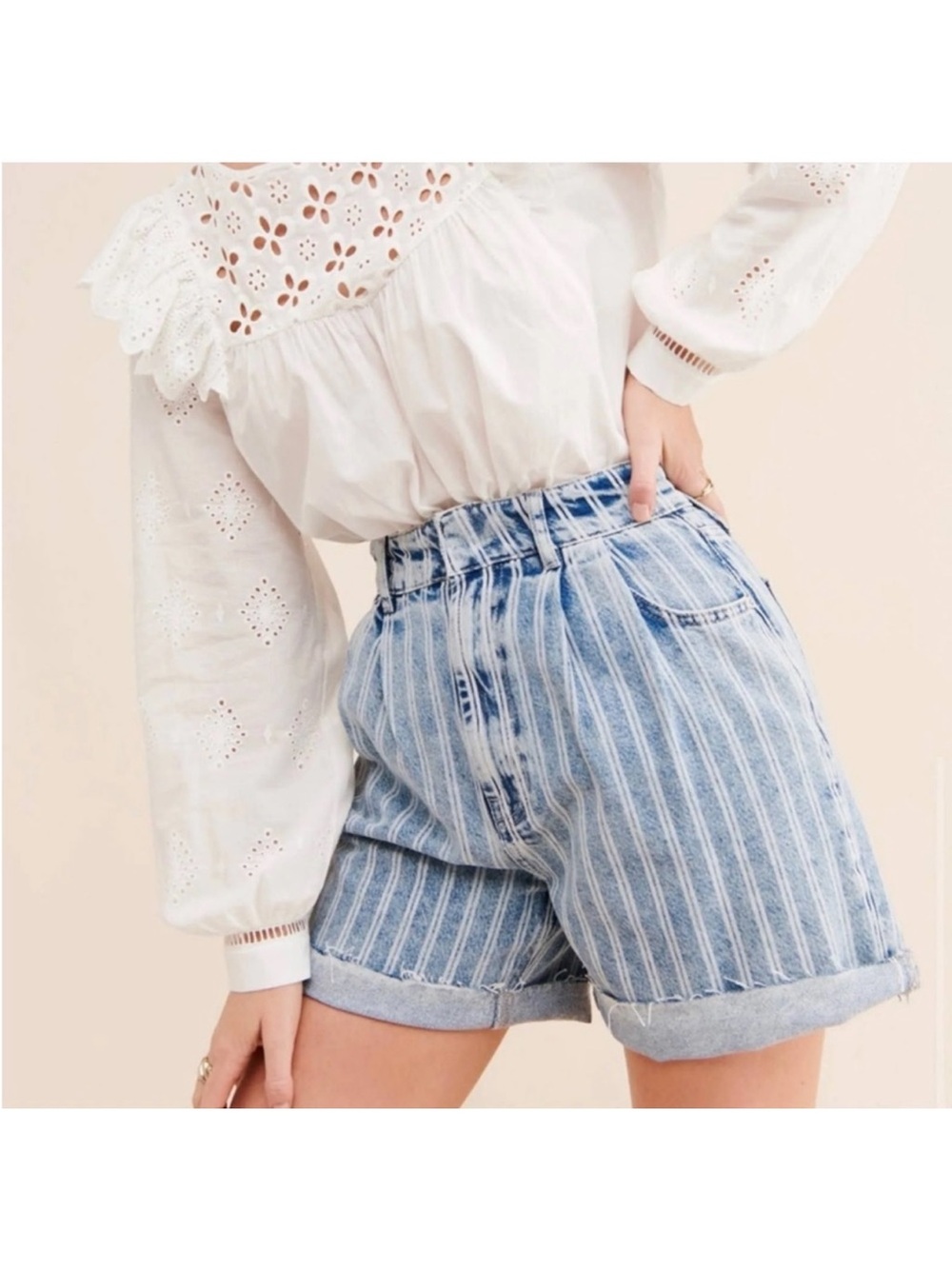 Free People We The Free Dogtown Cutoff Striped Denim Shorts